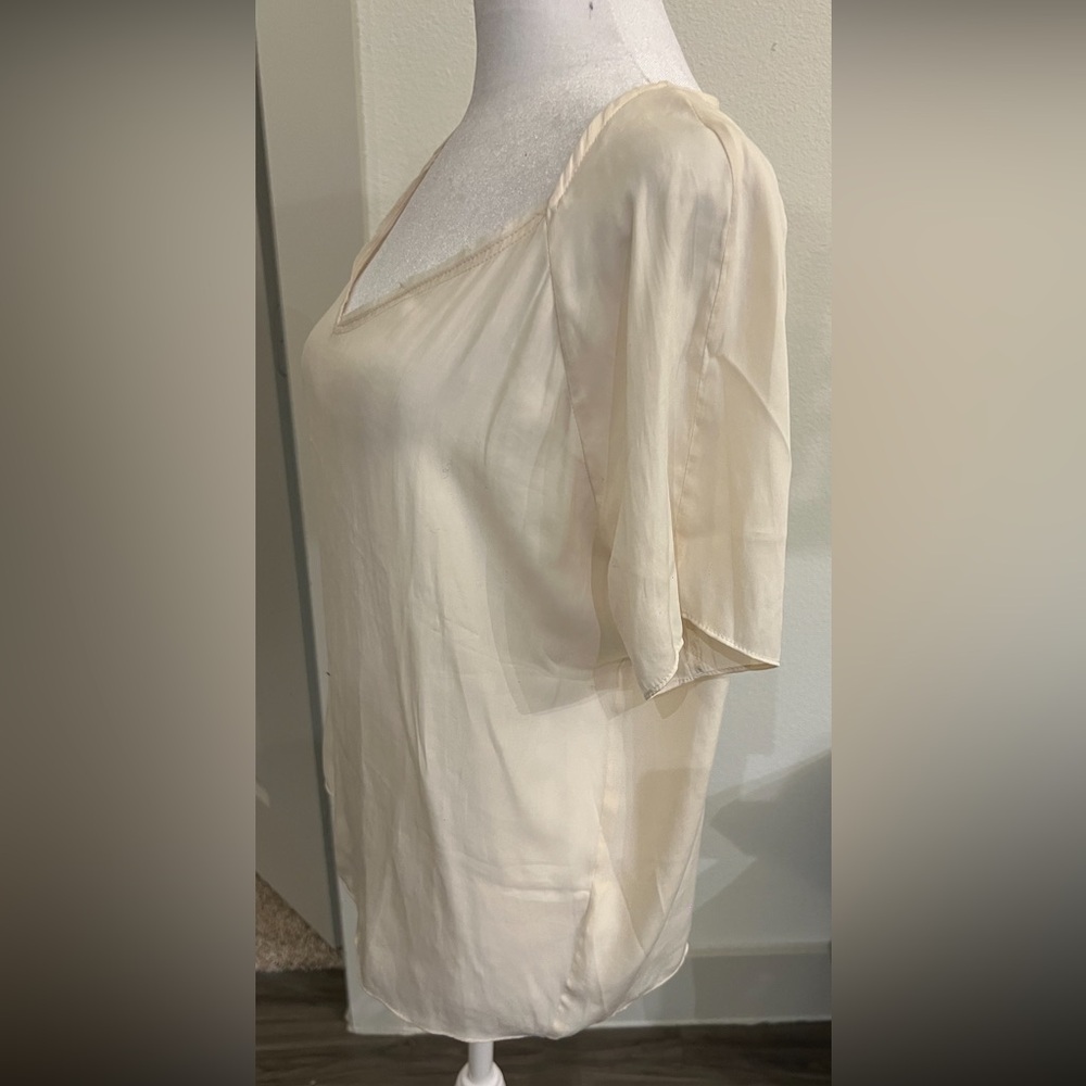 American Vintage Cream Relaxed Short Sleeve Blouse - Picture 4 of 6